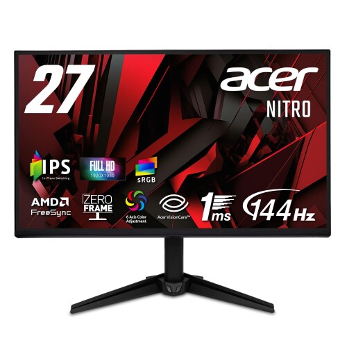 Acer 27in 盛りだくさん固定ディスク 144サイクル 1ms(VRB) IPS 非光輝 sRGB 99% AMD FreeSync ブラックブースト VRB相応う 青みともし火落ちこむ HDMI 1.4 DisplayPort v1.2 金棒引き・受話器端子 Acer Display Widget 6軸色つや自然調整 VESAマ