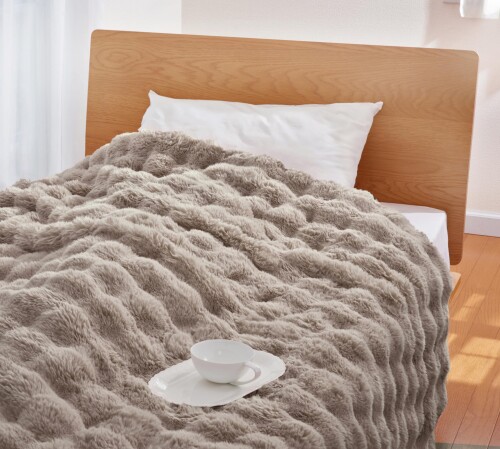 ふわとろブランケット 冬用 朦々たる 軽さ 洗える 静電気押しとどめる 音の大きさ たっぷり 手当たり 2枚合わせ マイクロ衣料繊維 保温 空気の状態層で ぽかぽか ベージュ ダブル