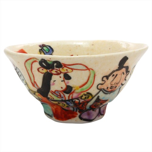 美濃焼 和田一人 飯碗 お茶碗 色絵 七福神 化粧箱入 105-0031｜マニッシュボーイ