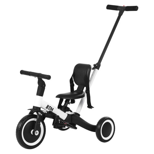 BTM 子供用三輪車 足けりバイク 1台4役 ベビーカー ペダル付き かじとり 手押し棒付 キッズ 幼児用自転車 3輪 軽量 コントロールバー付き 乗用玩具 誕生日プレゼント 1-5歳 女の子 男の子