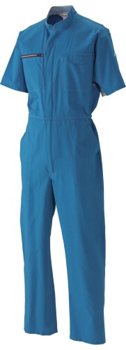 日の丸衣料繊維 半袖続服 ポリエステル70%・綿30% 真夜中青碧 LL