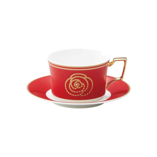 Noritake ノリ竹 優勝杯 \u0026 平円盤 (珈琲 紅茶 兼用) 240竓 エイダンゴールド 1客 赤 ボーンチャイナ T93687/4941-1