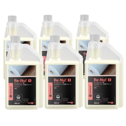 ミッケル舎密学(Miccheal Chemical) リ・ニュー1 リノリューム ビニール床用 洗浄剤 知らん顔 900ml 床 立ち会い場 汚れた状態 洗い濯ぎ 中性洗剤 296200 6本書き割り