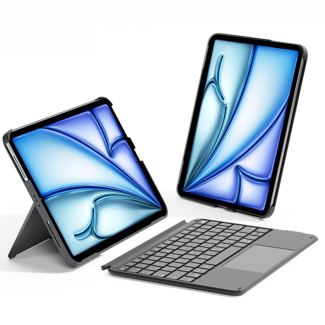 Inateck iPad Air6 (M2) 11インチ 2024 キーボード付きケース JIS日本語配列 iPad 10世代用軽量キーボード iPad Pro11インチ第1/2/3/4世代 iPad Air第4/5世代 10.9インチに対応 横/縦置き 着脱式 タッチパッド搭載 KB04122 グレー
