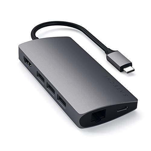 Satechi V2 マルチ USB-C ハブ 8-in-1 (スペースグレイ) 4K HDMI(60Hz), イーサネット, USBC PD充電, SDカードリーダー, USB3.0ポートx3|Mano Angel 店