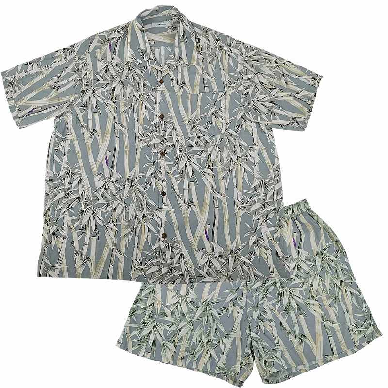 exodus エクソダス BIG BAMBOO HAWAIIAN SHIRT＆SHORTS セットアップ 25SS-SH-HW02 25SS-SPT-02 サイズL GRAY グレー【中古】