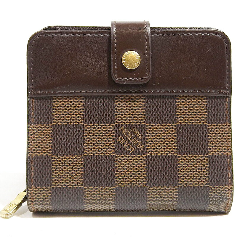 楽天市場】中古 ルイヴィトン ダミエ コンパクトジップ 二つ折り財布