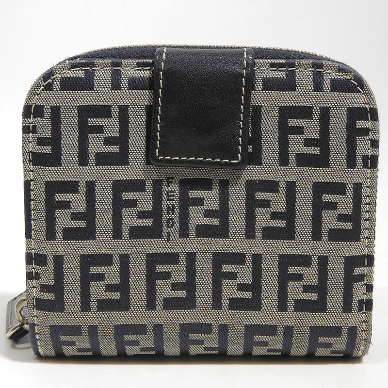 FENDI フェンディ 二つ折り紙入れ ズッカ柄 レディース 米国海軍 【中古】