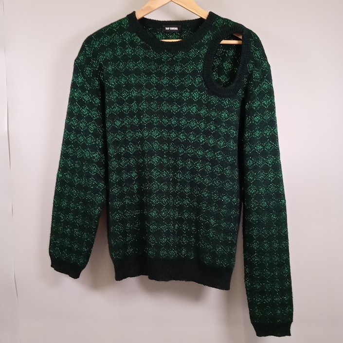 RAF SIMONS ラフシモンズ JACQUARD SWEATER 19SS ジャカードセーター メンズ グリーン size S 【中古】