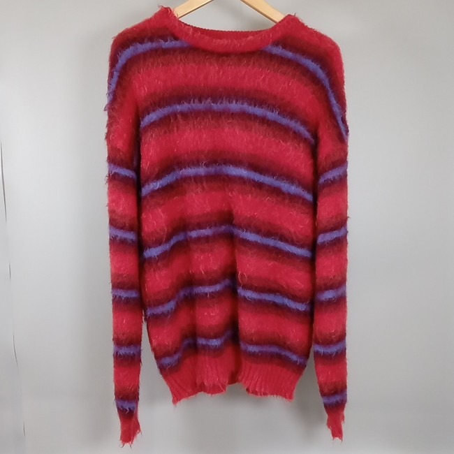 MINEDENIM マインデニム Blurry Border Mohair Knit Pullover ブラリーボーダー モヘアニット プルオーバー メンズ レッド×パープル size 3 2409-6001-17-032 【中古】