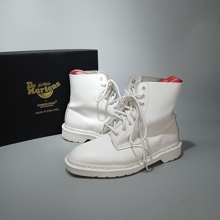 UNDERCOVER &times; Dr.Martens 8ホールブーツ 1460 スムースレザー メンズ ホワイト 白 25cm 25386100 【中古】｜万SAI堂　店