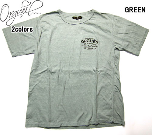 オルゲイユ ORGUEIL OR-9106 PRINT CREW T-SHIRT プリント 半袖シャツ ブランドロゴ