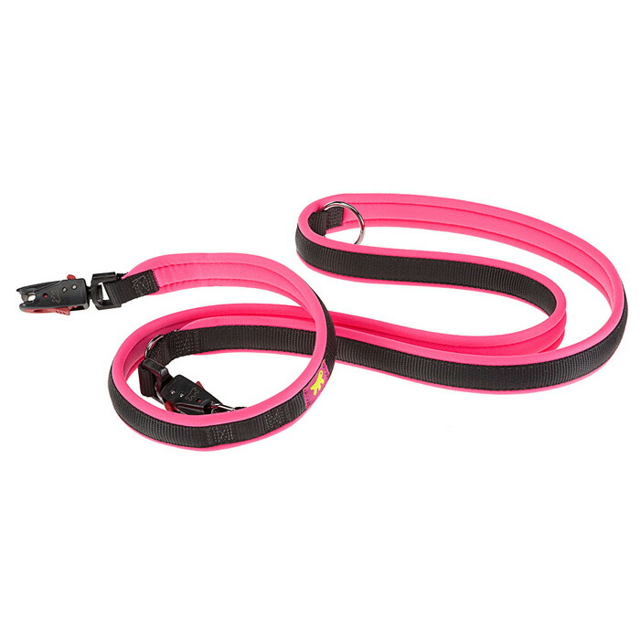 イタリアferplast社製 エルゴ フルオ マティック ERGO FLUO MATIC 多機能 リード 2頭引き GA15/200 ネオンピンク