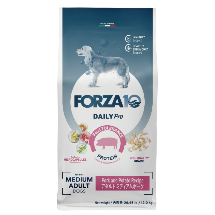 FORZA10（フォルツァ10） 愛犬用 デイリープロ アダルト ミディアム ポーク 中粒 12kg