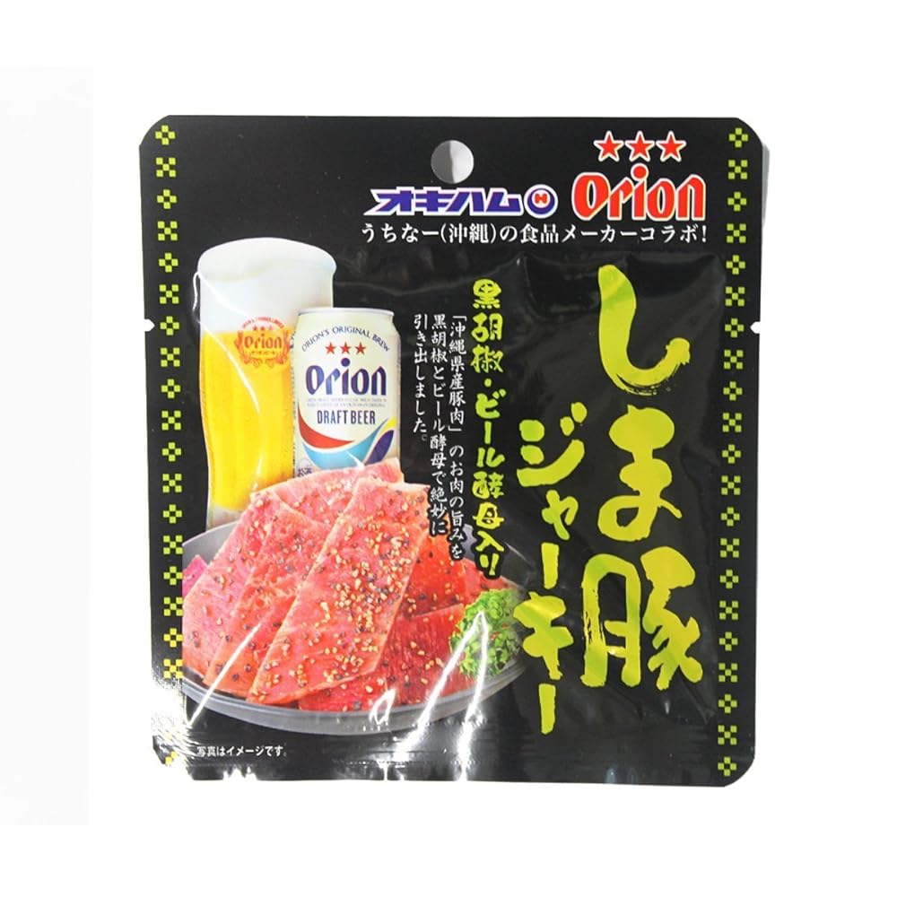 オリオンビール しま豚ジャーキー 黒胡椒・ビール酵母入り 10g×48袋 オキハム オリオンビールの酵母を使用した旨味たっぷりのジャーキー