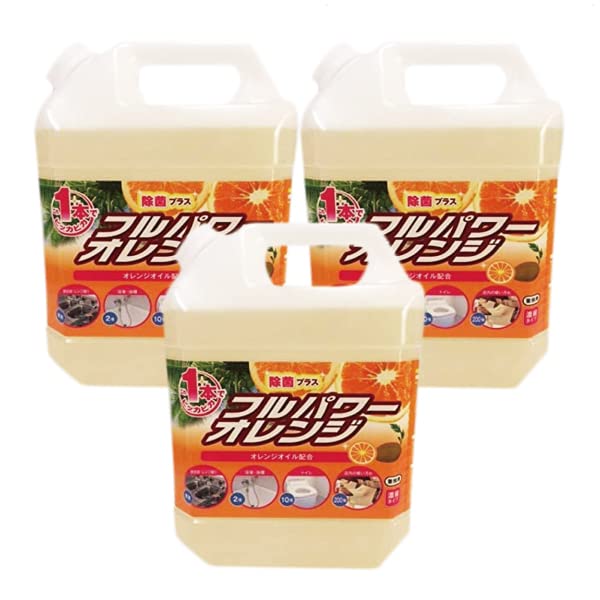 ［容れもの売りわたす］Settsu セッツ フルパワーオレンジ 4L × 3本 除菌つけ加える 濃化手合い マルチ洗浄剤