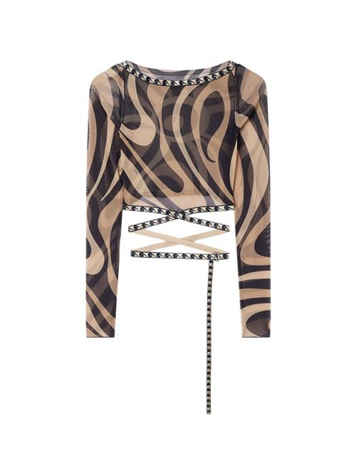 要エントリー尖んがり10倍 PUCCI TOP IN TULLE STAMPATO 6HJM326H769007