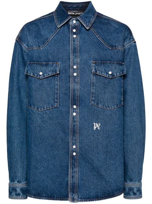 PALM ANGELS パームエンジェルス モノグラムデニムシャツ PMYD023R24DEN0024001 TS-0