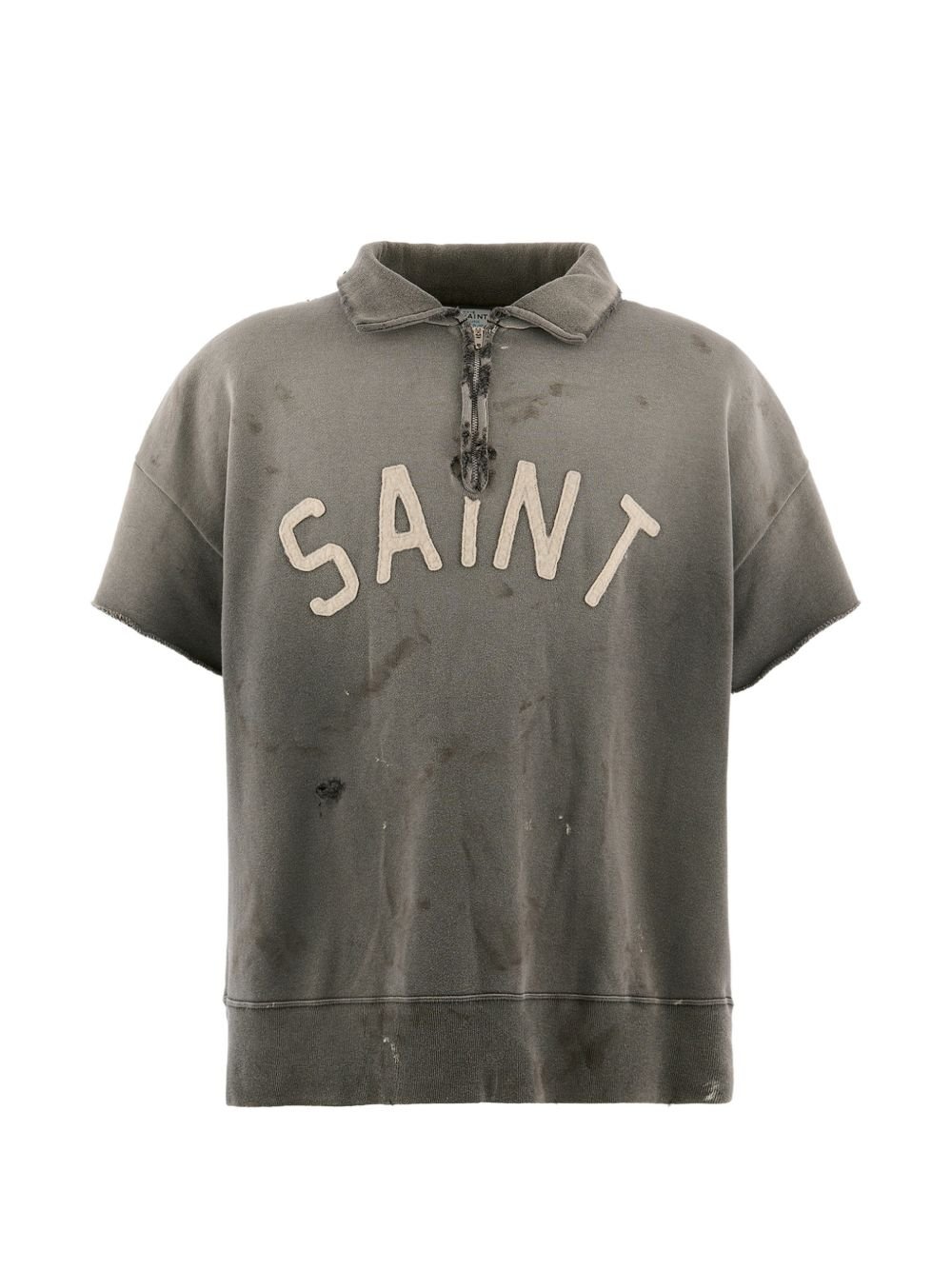 SAINT MXXXXXX 仙 マイケル HALFZIP ハーフジップ 不都合産業 ロゴタイプスポーツシャツ SMMK80000052CHARCOAL CA-1