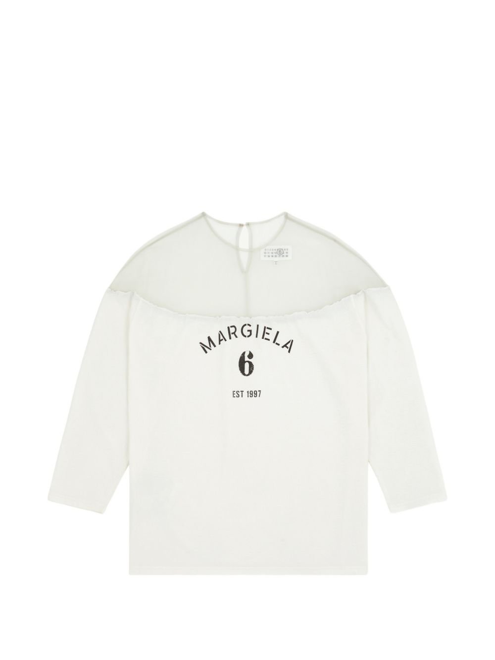 MM6 MAISON MARGIELA エムエムシックス 棲み家 マルジェラ LOGO GRANDE, COLORBLOCK 大ロゴタイプ 綿織物ティーシャツ シアーデコルテ S62GD0213M20108101 CA-1