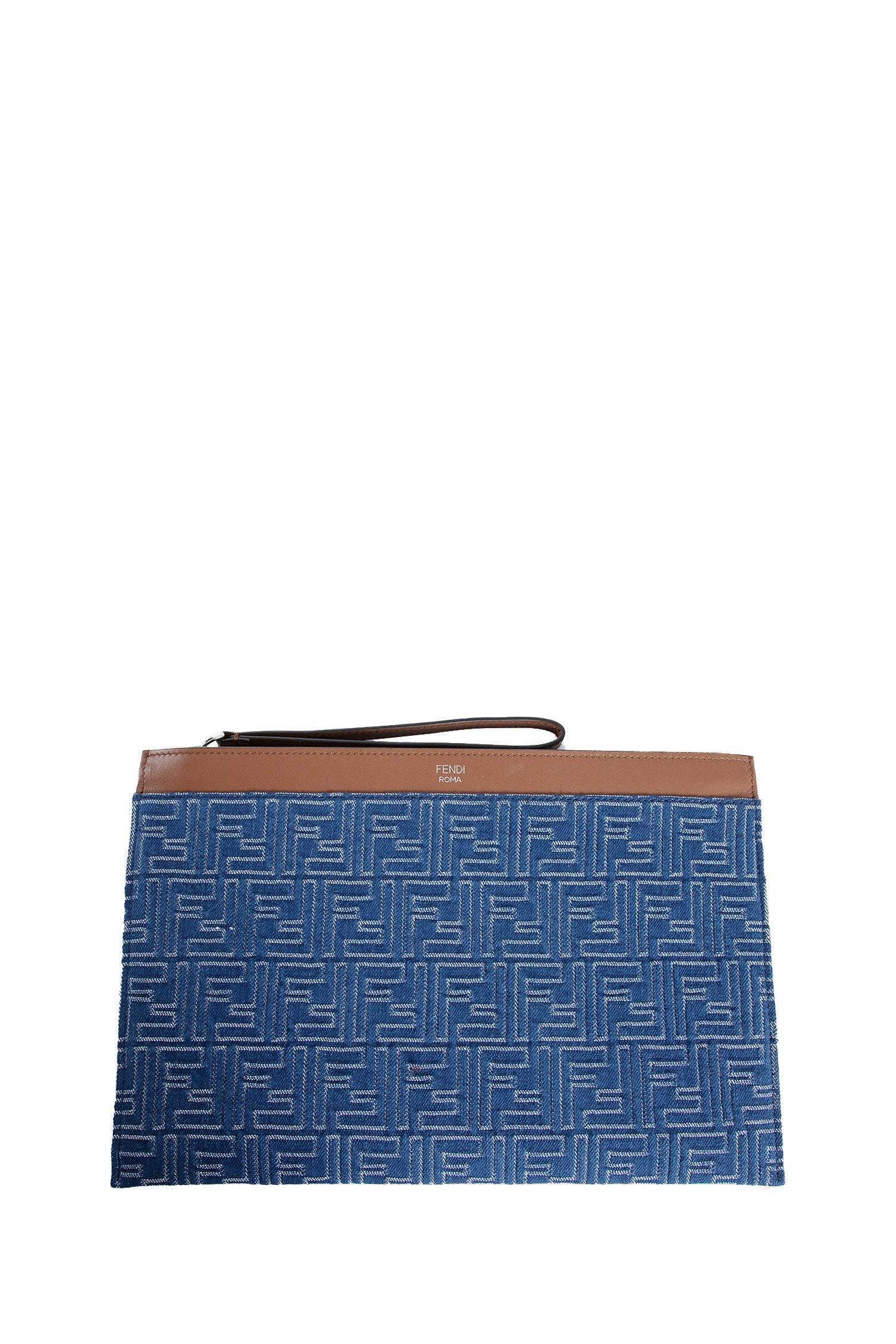 fendi フェンディ なめし革ジーンズ調ffミディアムポーチ mn-1