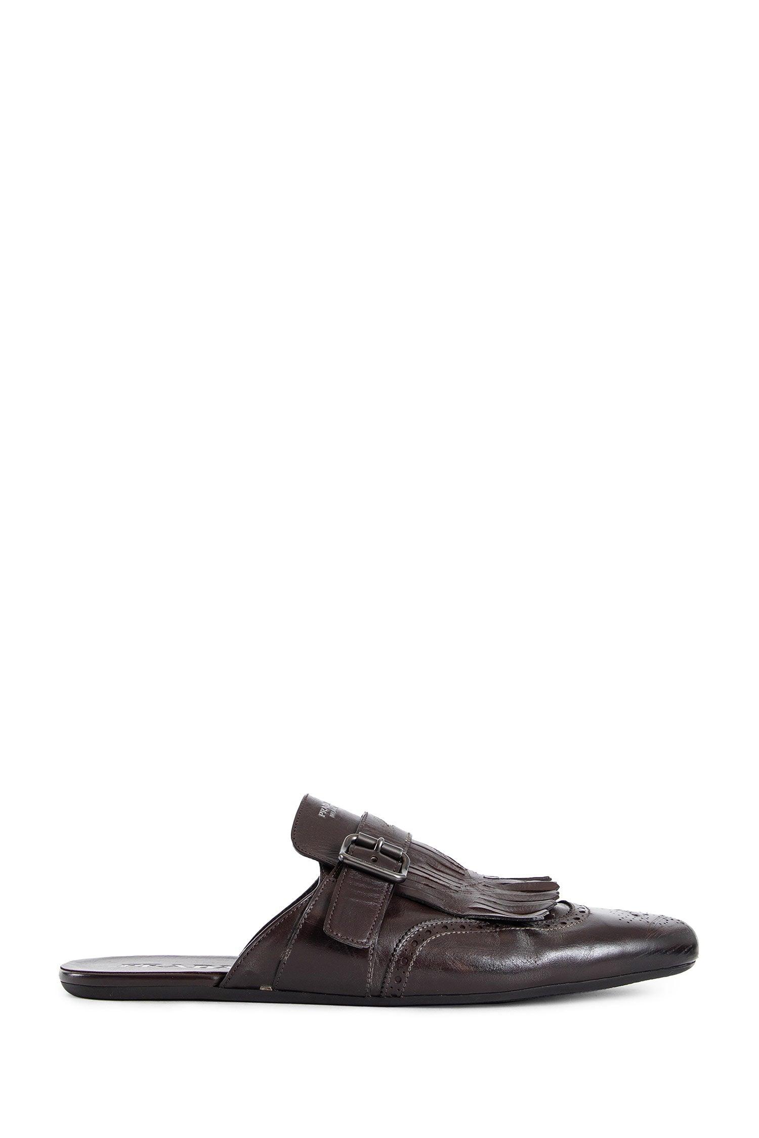 shuffle fringed monk strap leather mules画像