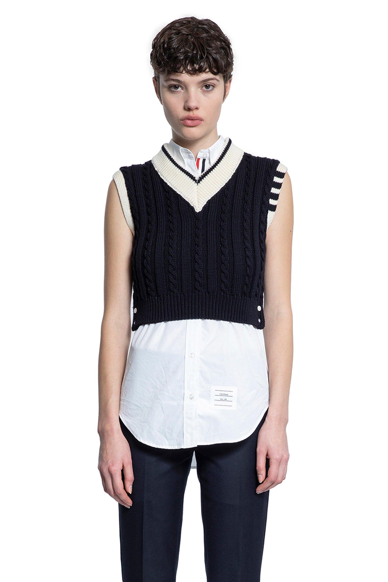 thom browne トム赤銅色 クラシックベビーケーブルニットVのど首ティーシャツ