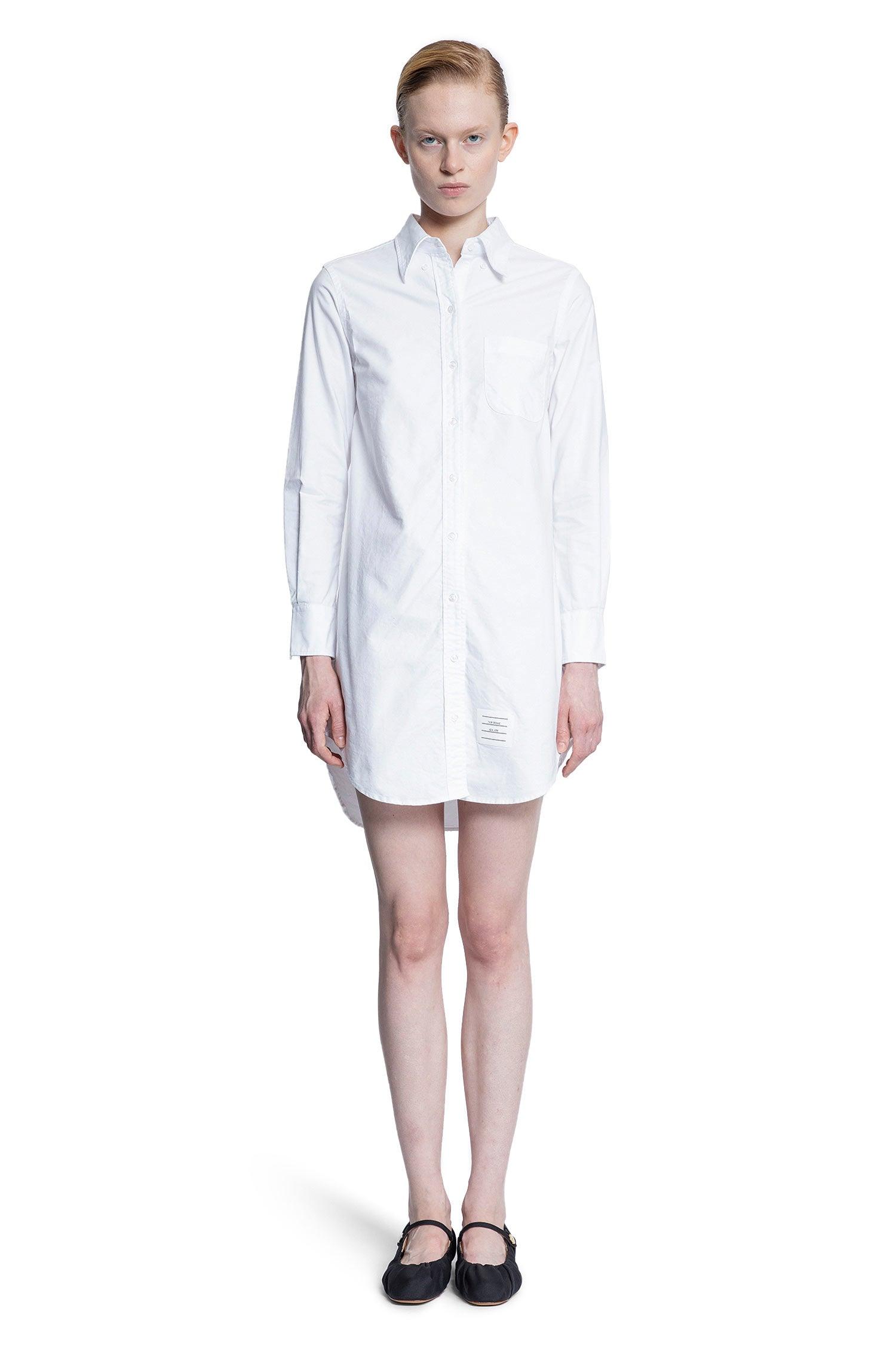 要エントリー尖んがり10倍 Thom Browne トム・赤銅色 オックスフォードポケットシャツドレスFDS002AF0313 100 SN-1
