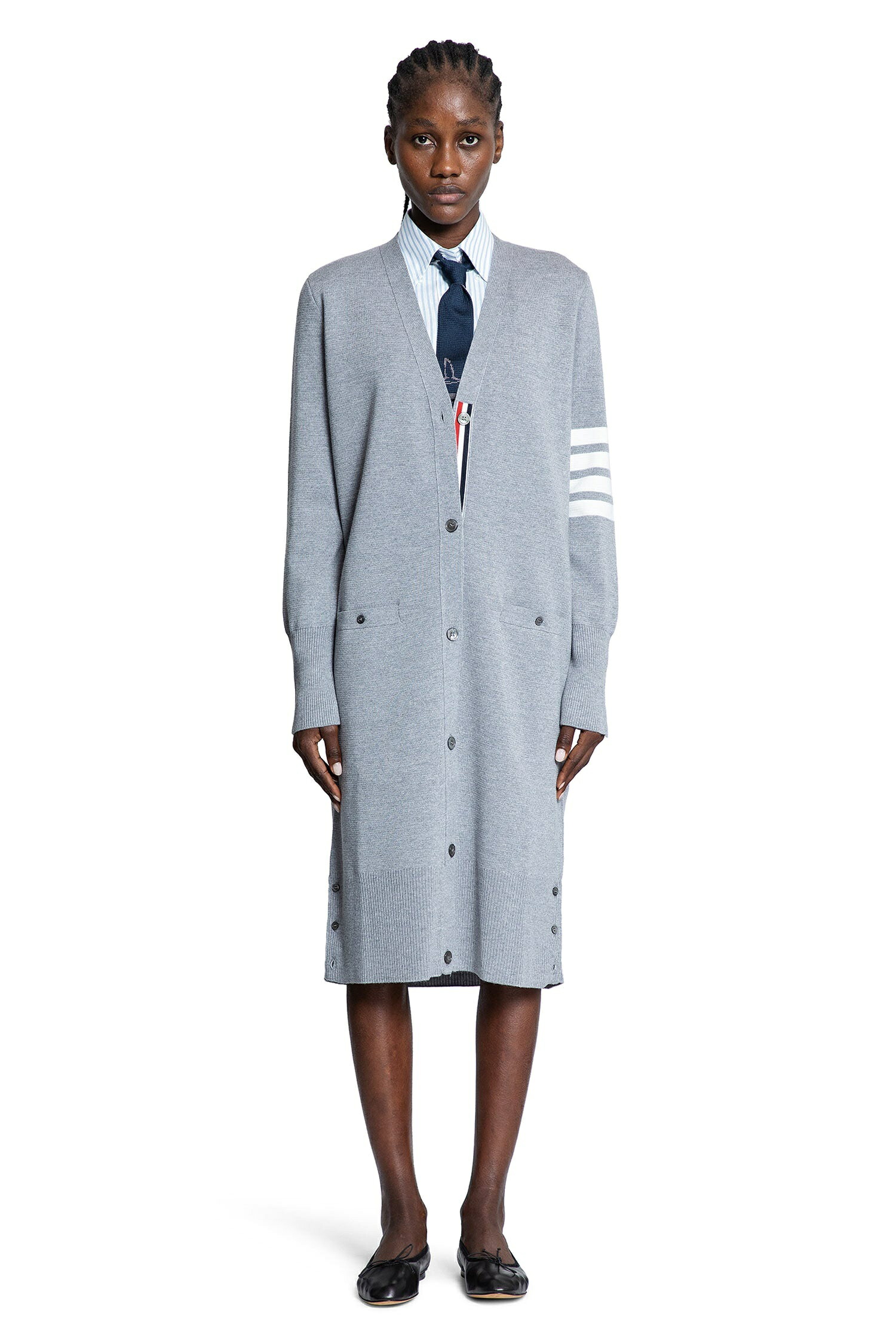 要エントリー尖んがり10倍 thom browne トム・赤銅色 メリノウール4BARロングジレー 0