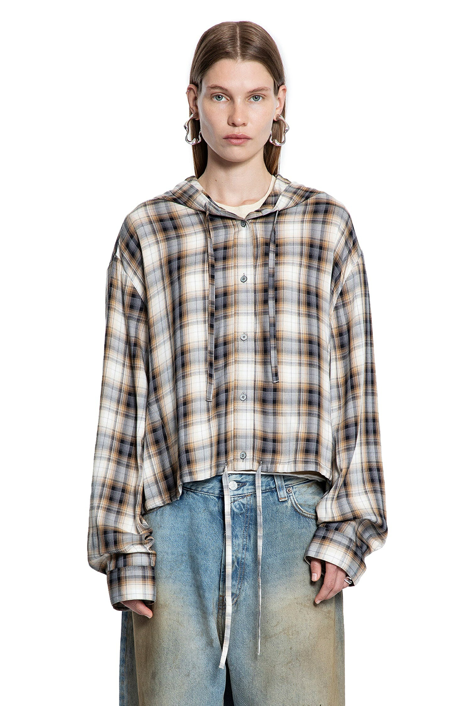 要エントリー尖んがり10倍 acne studios アクネスタジオ 読み合わせる綿ネル オーバーシャ??ツ 上衣 JS-0