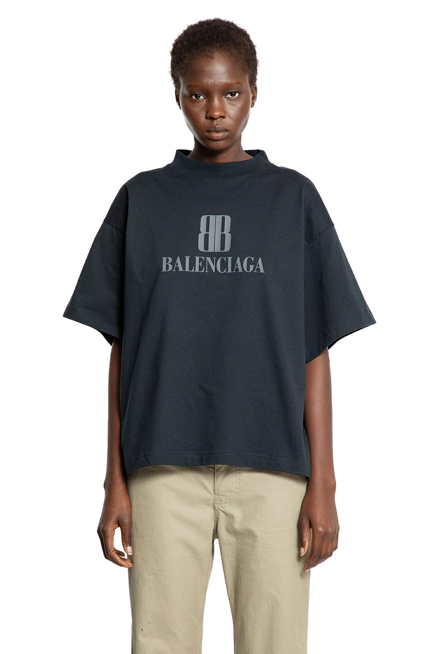 要エントリー尖んがり10倍 BALENCIAGA バレンシアガ ナノ BBクロップド 労働者の一団のど首 プルオーバー To-5