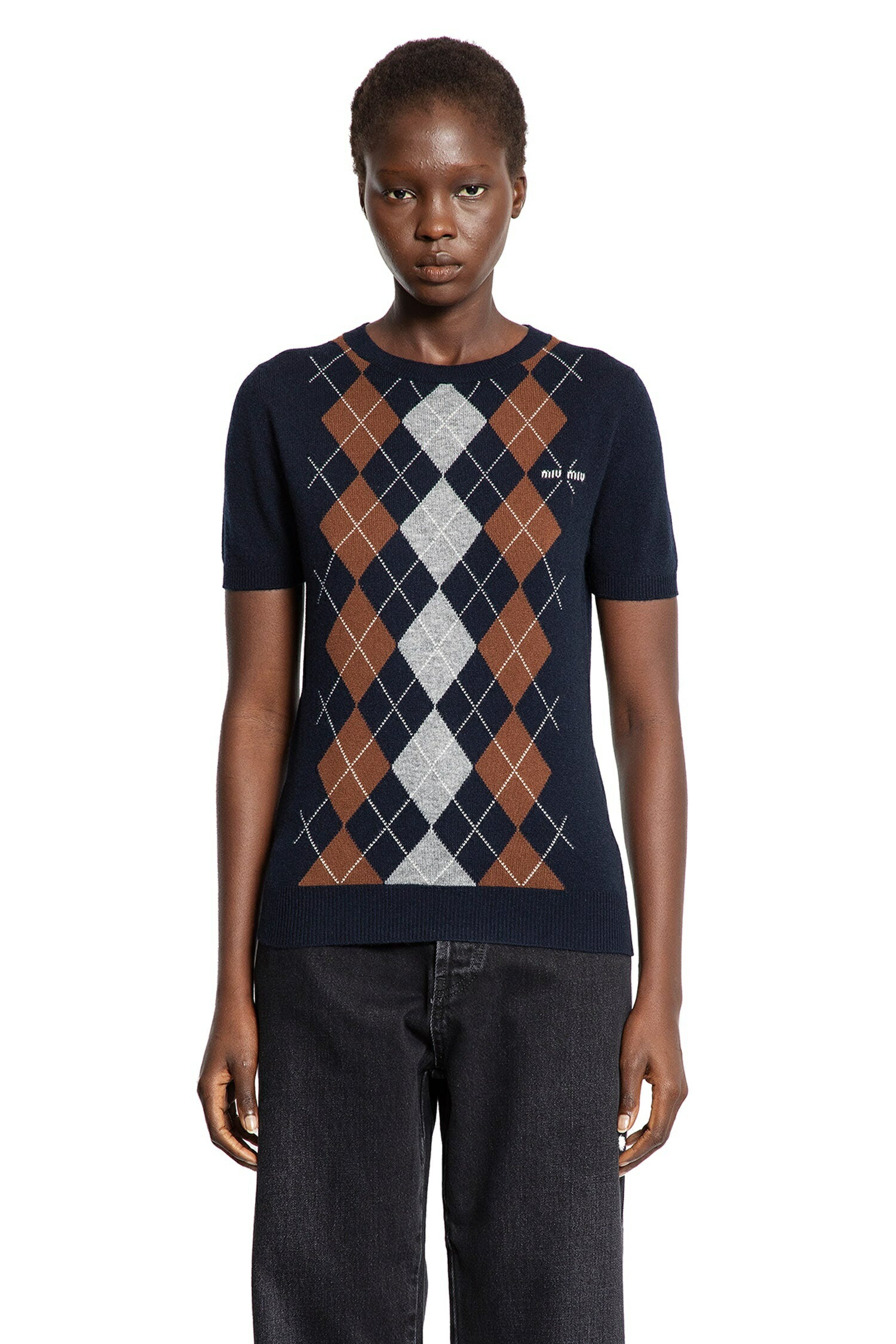 楽天市場】ミュウ ミュウ Miu Miu ロゴ 半袖 ニット クールネック