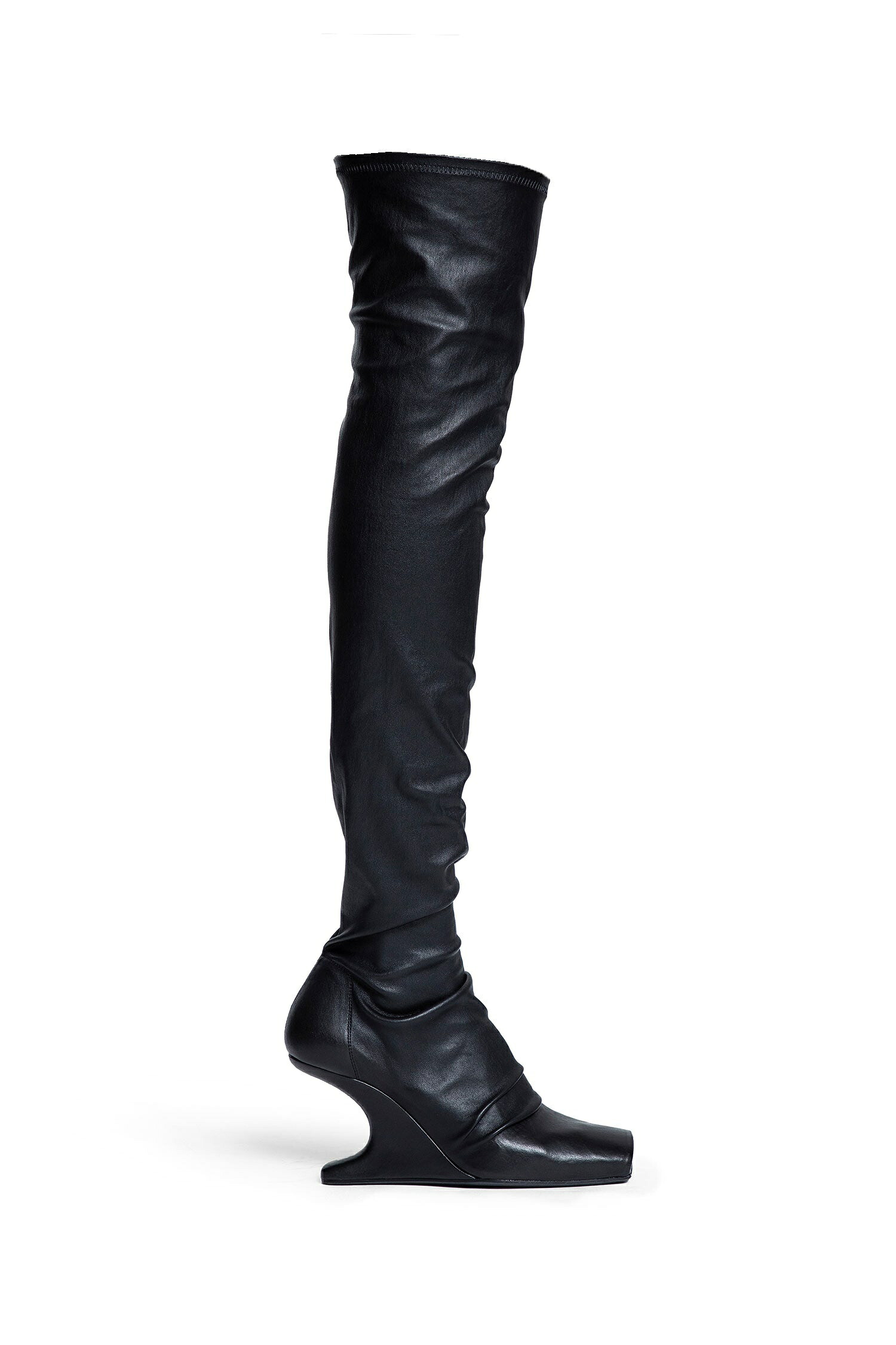 要エントリー尖んがり10倍 rick owens リックオウエンス カンチレバー スクエアトゥ ニーハイブーツ KH-0