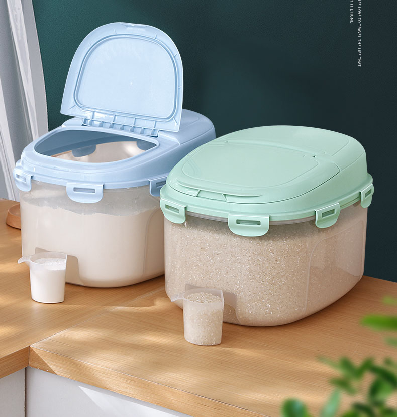 楽天市場 送料無料 米びつ 13kg お米収納 おしゃれ キッチン用品 キッチン収納 保存容器 ライスボックス プラスチック 防虫 ブルー グリーン 楽天海外通販 Marbeine