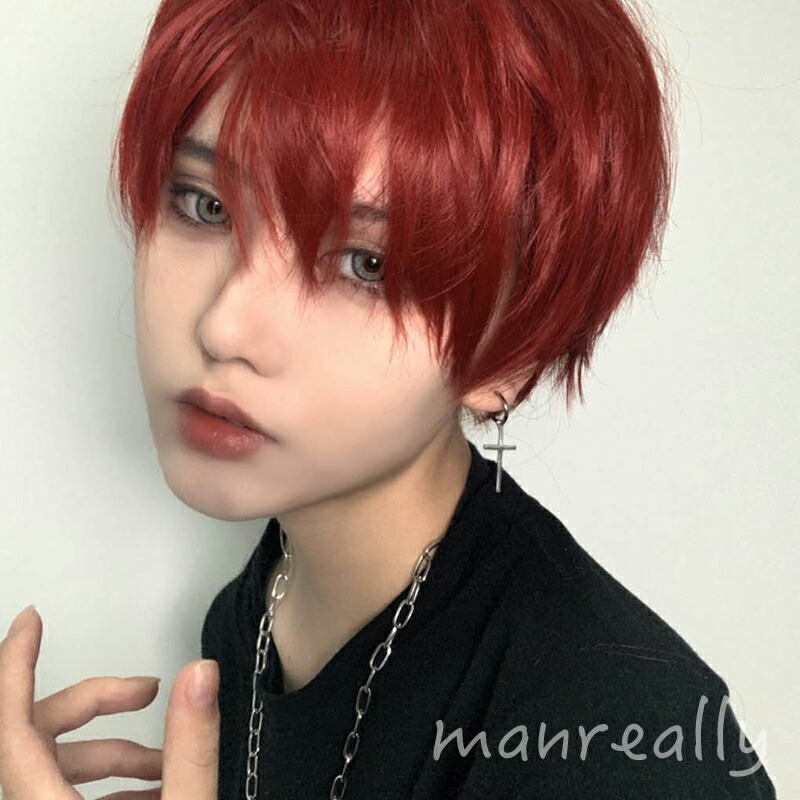 楽天市場 送料無料 ウィッグ メンズ ショート 赤髪 男装ウィッグ ショートウルフ コスプレ フルウィッグ ウィッグ オールかつら 自然 おしゃれ ショート ボブ コスプレ ショート 紳士 仮装 ハロウィン コスプレ コスプレ ういっ 全頭かつら 短髪 耐熱 楽天海外通販