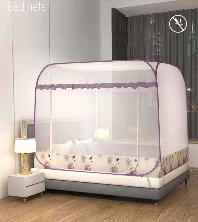 市場 送料無料 床用 モスキートネット 蚊帳 かや 底面付き 大きい ベッド用 ワンタッチ シングル レギュラーサイズ 簡単設置