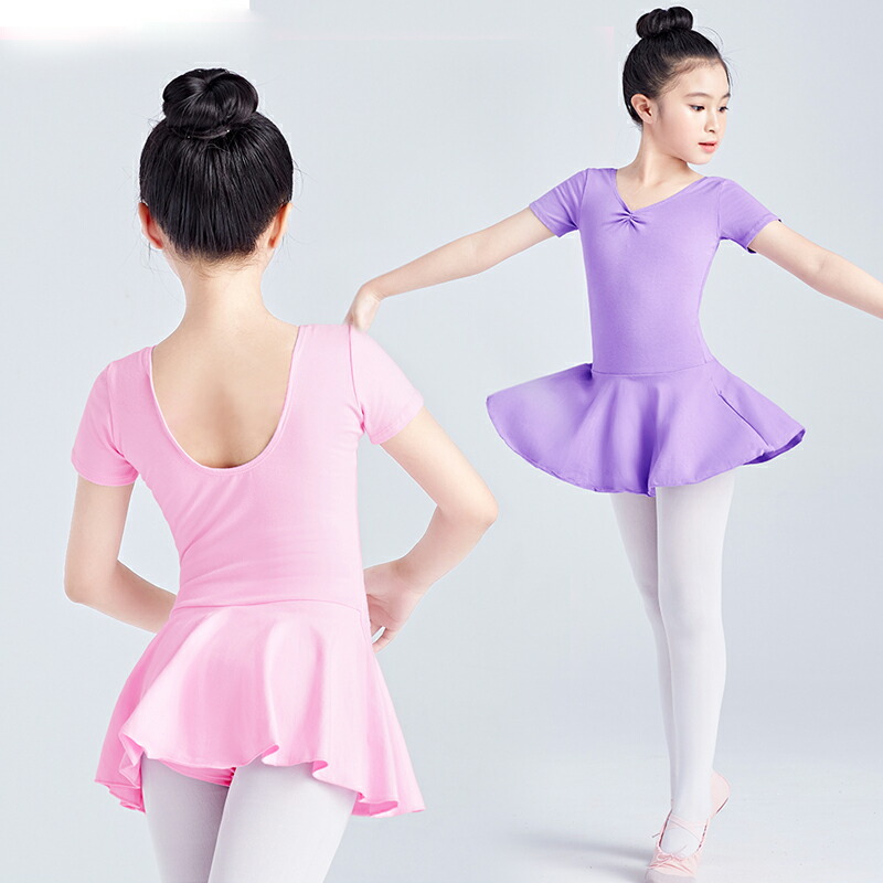 送料無料 バレエレオタード キッズウェア 体操 キッズ 半袖 長袖 女の子 スナップボタン バレエ衣装 子供用