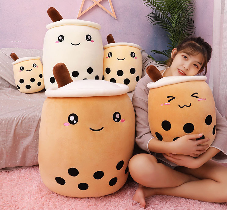 飲み物 円柱形 枕 タピオカ ぬいぐるみ リアル 縫い包み タピオカ