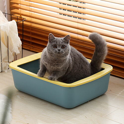 送料無料 猫 トイレ ブランド品 猫トイレ キャットトイレ 散らかりにくいネコトイレ お掃除簡単 飛び散りにくい 48.5 36 お得 13.5cm スコップ付き シンプル ピンク ホワイト グリーン 猫用品 ブルー 楽天海外通販 ペットトイレ おしゃれ