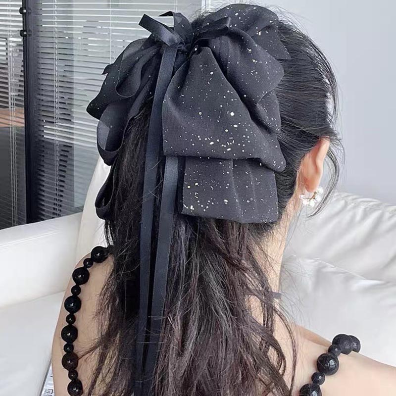 楽天市場】ヘアクリップ リボン 黒 アイボリー 紫 大きめ