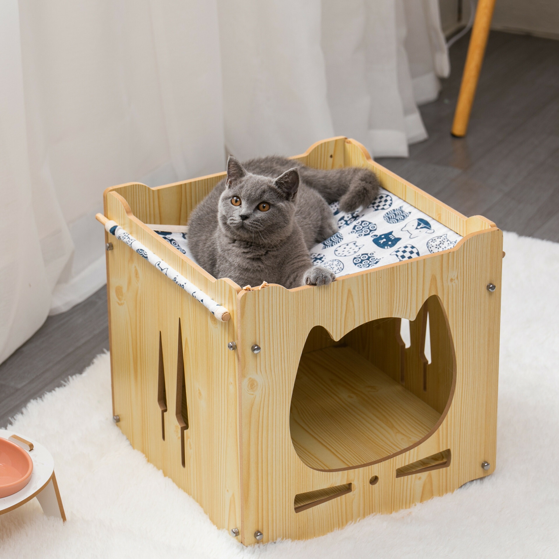 送料無料　キャットハウス ペット用 お家 キャット ベッド 部屋 ハンモック 犬猫兼用 ペットソファ キャットハウス ペットクッション おしゃれ 可愛い ペット部屋 別荘 小屋 ゲージ 木質 子犬 猫 いぬ ねこ 犬小屋 ペットハウス 室内用 通気性 プレゼント 海外通販 4,939円