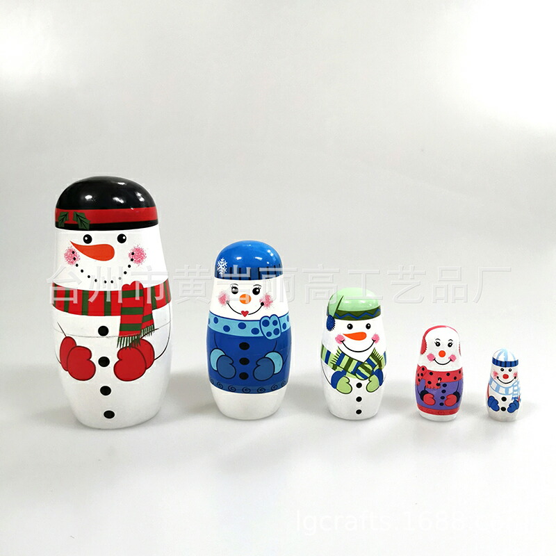 【新品未使用】マトリョーシカ　ロシア　木製　5体セット　子宝 ロシア】マトリョーシカ・5個型中 ニス無し白木(金茶) | Musette