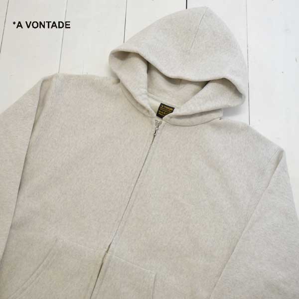 A VONTADE (アボンタージ) リバース ジップ パーカー Reverse Zip Parka -oatmeal- VTD-0620-CS メンズ トップス スウェット フルジップパーカー 裏起毛 2024aw 日本製 正規取扱店