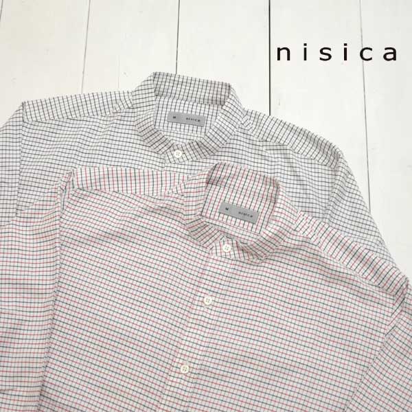 nisica (ニシカ) スタンドカラーシャツ タッターソールチェック (NIS-1076) メンズ シャツ バンドカラー 送料無料 日本製 正規取扱店