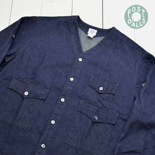 楽天市場】POST OVERALLS (ポストオーバーオールズ) Band Collar Shirt
