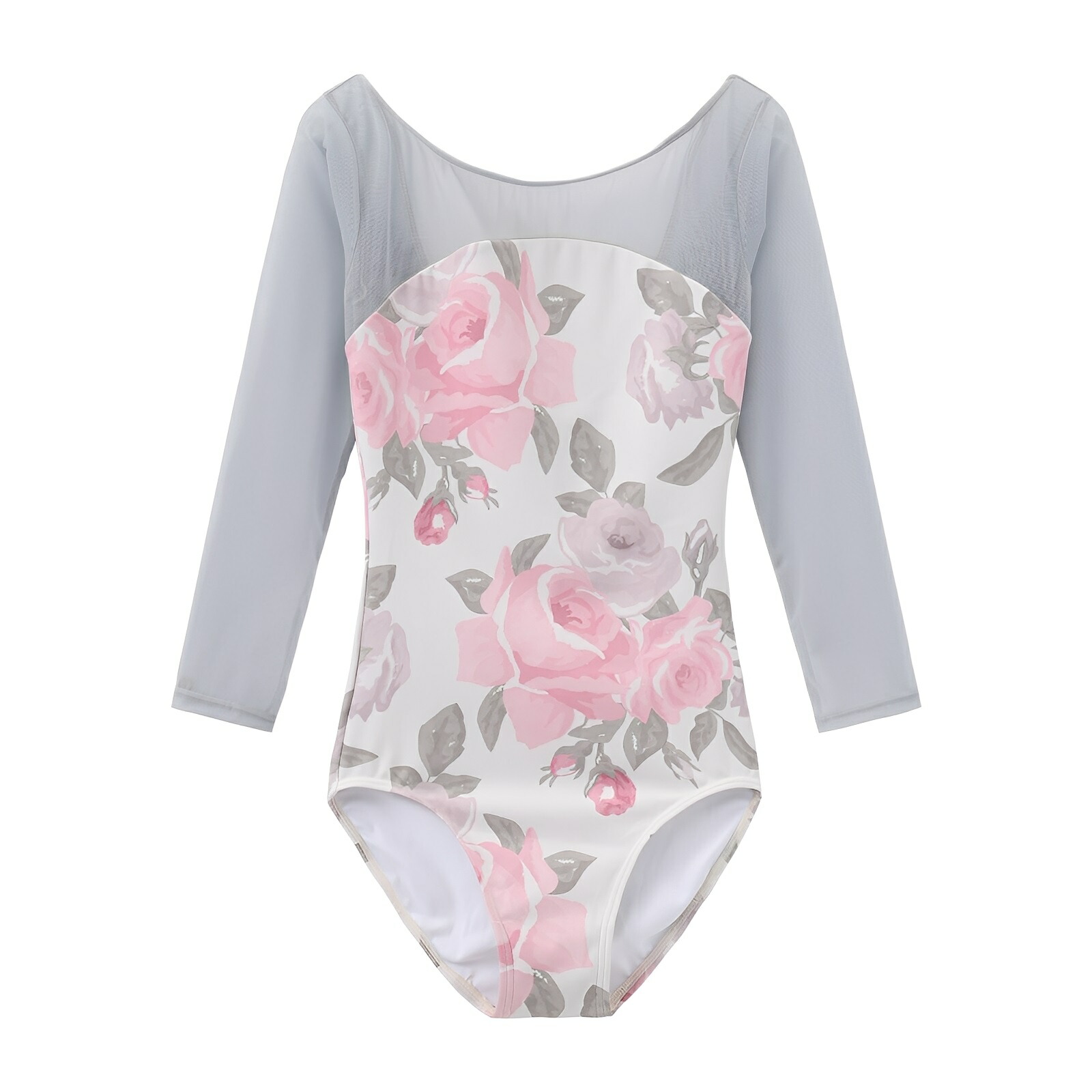 Pink Rose/大人 バレエ レオタード プリント柄 8分袖つき 日本製 眠れる森の美女画像