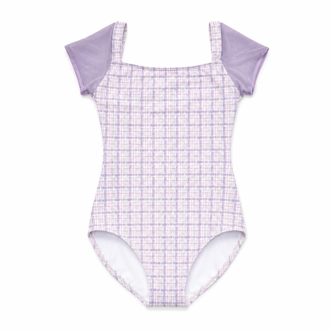 【Classic Tweed】大人 バレエ レオタード ツイード柄　パープル　日本製｜フェアリーマリーバレエ