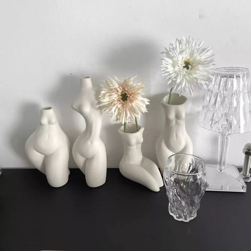 韓国デザインフラワーベース 韓国インテリア 海外インテリア ホワイトカラーボディアート ホワイトカラー 手作り風花瓶 抽象的デザイン 花のある暮らし Andapt Com
