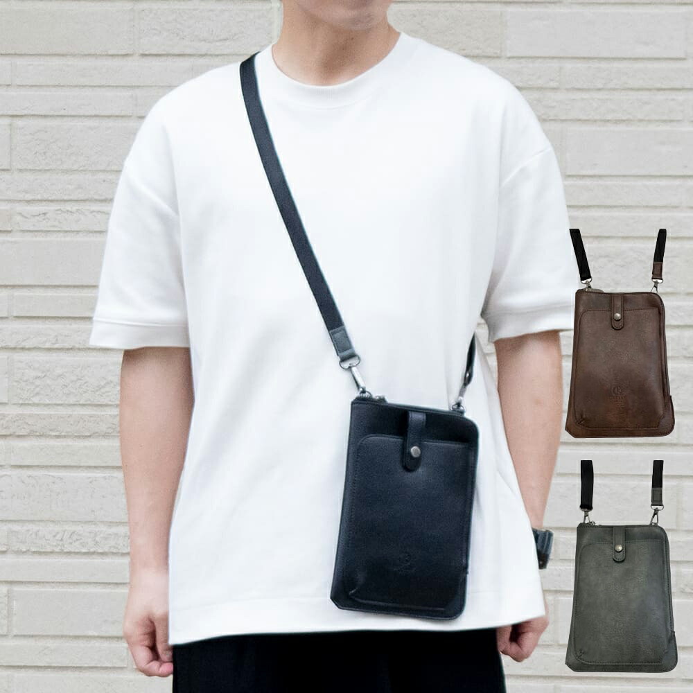 リンレ RINRE バッグ メンズ レディース マルチミニポシェット スマホバッグ ショルダーバッグ DK-4954 ブラック BLACK ダークブラウン DARKBROWN ダークグレー DARKGRAY スーパーセール