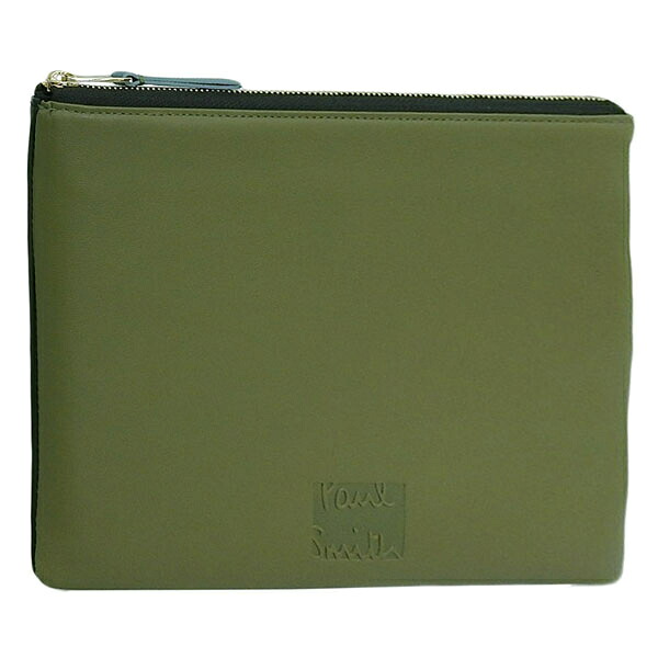 ポールスミス 小物 メンズ ポーチ アウトレット品 ラムレザー カーキ PSME0145 PAUL SMITH スーパーセール|marcadimoda